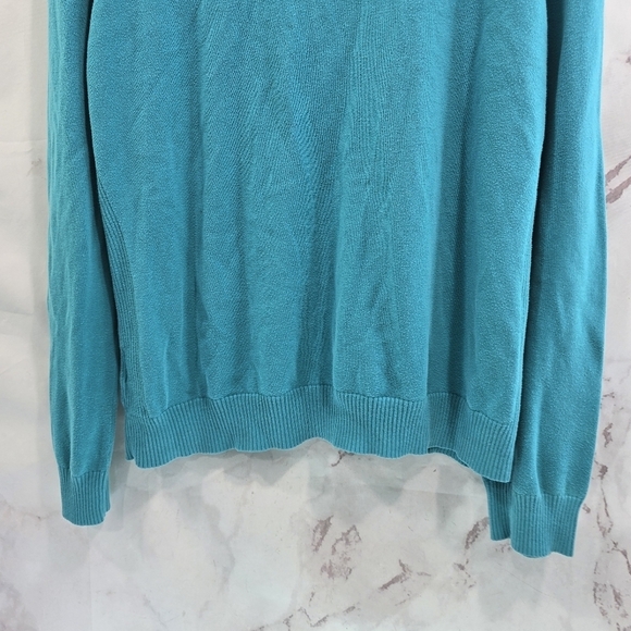 Foxcroft Sweater Womens XXL 2XL Blue Quarter Half Zip Pullover Cotton Mock - Picture 7 of 11